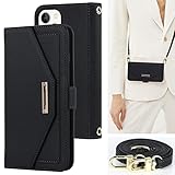 iPhone 15 plus 用 ケース 手帳型 for iPhone15plus ショルダー ミラー 鏡付き アイフォン ショルダーケース アイホン 15plus カバー アイホン15プラス 15プラス アイフォン15プラス 適用 case iCoverCase ストラップケース バッグ スタンド かがみ 鏡 ストラップ 肩がけ 斜め掛け カードケース ストラップ付き スマホケース ブラック