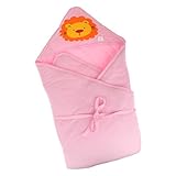 【ノーブランド品】コットン　暖かい　ライオン柄　0-2歳　幼児　ベビー　寝袋　睡眠袋　おくるみ　ブランケット　ラップ　ブランケット　全3色 - ピンク