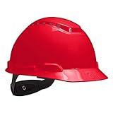 3M Hard Hat, Vented with 4-Point Ratchet Suspension, H-705V Adjustable, Red (Pack of 20) by 3M