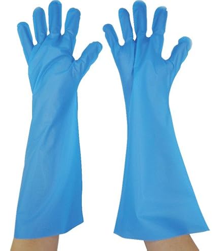 Amazon.co.jp: エンボス手袋 #50 ロング ブルー(五本絞り)50枚入 S 45μ