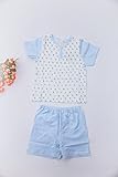 iTimesオーガニックコットン室内着　子供上下セット　ベビー部屋着服　肌着　可愛い花柄　室内着　寝間着　リラックス (73, 青)