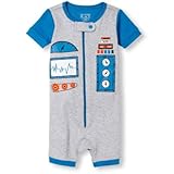 ザ・チルドレンズプレイス THE CHILDREN'S PLACE/ ボーイズショートスリーブロボットクロップッドストレチェ ヘザーミスト ロンパース半袖 5歳【並行輸入】