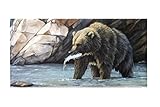 新しい装飾セラミックアートタイル、野生動物、Grizzly釣り、サイズ4 " x6 " 32199 by ACK