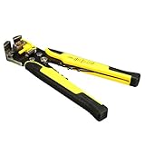 KISENG 圧着ペンチ 8inch 調整可能 ワイヤーケーブルストリッパー 自動カッタープライヤー 電気工具 圧着工具(Yellow)
