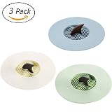 シリコンShark Fin Tub Drain Stainer Bath Plug forキッチン, Fits Most Baths、3パック