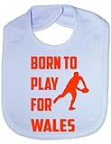 Born To Play For Wales Rugby- Funny Baby/Toddler/Newborn Bib - Baby Gift blue by Print4U