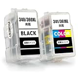 HeeMee【BC-340（ブラック・顔料）+ BC-341（カラー / 3色一体型）・2本セット】詰め替えインク キヤノン用 互換インクカートリッジ 大容量版 残量表示検知機能付き PIXUS TS5130 MG4230 MG3630 MG2130など機種対応 BC-340/360XL BC-341/361XL サイインク