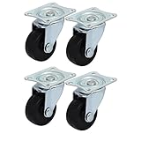 uxcell キャスターホイール　長方形・スイベル・プレート　ゴム・ホイール　31.7mm直径　4個入り