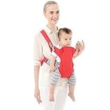 ベビースリング ベビーキャリアー ベビー用抱っこひも おんぶ紐 調節可能な肩 前向き抱っこ/対面抱っこ/おんぶ3WAY 通気性　メッシュ ポリエステル 3-36ヶ月 オールシーズン使用可能 (赤)