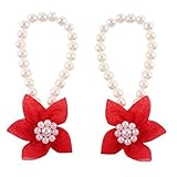 FEITONG@ Trendy 1Pair Pearl Chiffon Barefoot Toddler Foot Flower Beach Sandals Anklet (Red) by FEITO