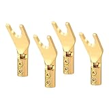 Archnote Yラグ 端子 銅製 Y端子 Y型 プラグ L型 ソルダーレス スペード オーディオ スピーカー DIY 自作 無半田 金メッキ 4個 セット