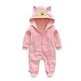 Hzjundasi 新生児 赤ちゃん 男の子 女の子 防風 可愛い ベア 印刷 ジャンプスーツ 幼児 ロンパース フード付き カバーオール 赤ちゃん 長袖 コットン 秋冬 アウターウェア 出産祝い 衣