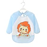 ベビー用　ビブ　エプロン　赤ちゃん　子供用　防水　食事　絵書き　長袖　軽い　カートン　動物柄　1-3歳 (色10)
