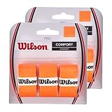 Wilson Pro オーバーグリップ コンフォート 3 パック (オーバーグリップの合計6ストリップ) - オレンジを燃やす
