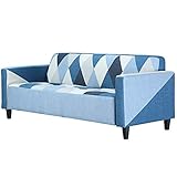 UNE BONNE(ウネボネ) 北欧 モダン 布製 2人掛け リクライニング　ふわふわオシャレ ファブリックソファ オーシャンブルー