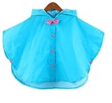 しあわせ倉庫 リボンが可愛い キッズ レインコート ポンチョ カッパ 子供 通学 通園 男の子 女の子 (ブルー)