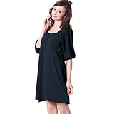 ふんわりボリューム袖ミニワンピース【ラウラ】／L／ネイビー