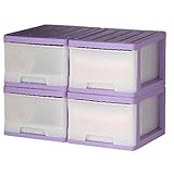 深型 ボックス 収納ケース 1段 4個組 バイオレット 日本製 MJ-F1-4VI