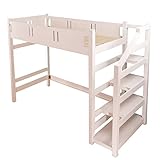 階段付きロフトベッド ハイタイプロフトベッド すのこベッド/ホワイトウォッシュ