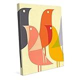 レトロ鳥Caravanオレンジ: mid-centuryレトロモダンポストモダンGeometric Abstract Painting Drawing Illustration壁アートプリント 24x