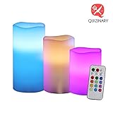マルチカラー乾電池式Flameless WaxキャンドルW /リアルなちらつきLED Flames &リモートコントロール、セットの3