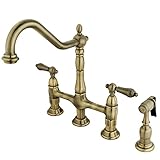 Elements of Design ES1273ALBS New Orleans 8 Center Kitchen Faucet with Side Sprayer, 8-3/4, Vintage 