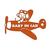 デザイン工房ＳＩＧＮＳ 車ステッカー Baby in car 12 綺麗にはがせる 車 ステッカー 飛行機 プロペラ ナッツブラウン