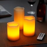 Détente LEDキャンドル 蝋(ワックス)使用 リモコン付き 3個セット 自動消灯タイマー 明るさ2段階調整 照明モード付き XCN-L53