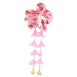 スウィートキス　和柄 ちりめん フラワークリップ ぶらさがり付 ピンク　七五三に　浴衣に　豪華で　かわいく　簡単