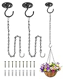 天井フック 吊り下げ-ハンギングプランター-シェード 固定金具フック ネジフック 壁ーシェード 取り付け 金具-3個入りパック (白い-三個) (チェーンフック-三個(ブラック))