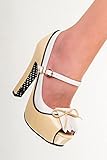Banned Apparel - Cream June Open Toe Kitten Heels 5
