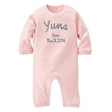 名入れ 長袖 ロンパース [LR201] 80cm ライトピンク×グレーロゴ 出産祝い 誕生日 プレゼント おしゃれな 名前入り ベビー服