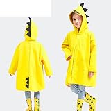 Diki Home レインコート 子供用レインコート キッズ レインポンチョ 防水 かっぱ 専用 ポーチ付き 梅雨対策 通園 通学 透明バイザー付き 可愛い恐竜型のデザイン (XXL)