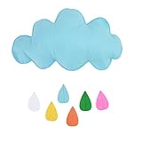 yazi-ベビー　ベッドメリー　モビール　空色 雲とカラフル雨滴　子供部屋　装飾　デザイン小物　子供写真撮影の小道具　出産祝い 入園祝い 誕生日プレゼント