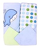 Spasilk Hooded Terry Bath Towel with Washcloths, Whale Blue, 2-Count by Spasilk [並行輸入品]
