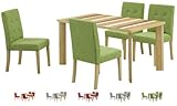 ラフテル 135幅 ダイニング4点セット 突板貼合 PU塗装 ファブリックチェア (ナチュラル／グリーン)