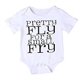 ベビー男の子女の子 半袖 丸首 文字の印刷 夏のビーチ ロンパース カバーオール (9-12ヶ月, 白)