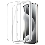 JETech iPhone 15 Pro(6.1インチ用) 保護フィルム 気泡なし 強化ガラスフィルム ガイド枠付き ケースに干渉なし HDクリア 2枚セット
