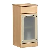 キャビネット 【 幅38cm 】 木製 ガラス扉付き 日本製 ナチュラル 【 完成品 開梱設置 】 サイドボード キッチン収納 大川家具