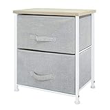 HomeSailing 布製 収納チェスト インテリアチェスト ファブリックチェスト 収納ボックス 引き出し 木製天板 組立簡単 ライトグレー