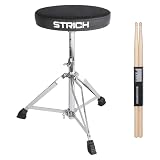 STRICH ドラムスローン ドラムスツール 回転式 38-49cm高さ調節可能 安定性 耐久性 5Aドラムスティック付き SDB-10S