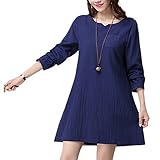 Zhhlinyuan Women Retro Chinese Style PlusSize Loose Long Sleeve Linen Dress Maternity ドレス
