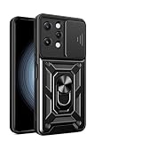 for Xiaomi Redmi 12 5G XIG03用 ケース リングキックスタンドケース リング回転可能 耐衝撃PC & TPU二重構造Redmi 12 5G 用 ケーススマホケース 車載ホルダーアウトドア 全面保護 ストラップホール付き (ブラック, Redmi 12 5G)