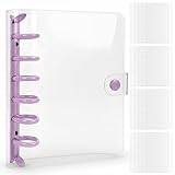 シール帳 バインダー 透明 A7【リフィル20枚付】 台紙 6穴 女の子 男の子 シール収納 推し活グッズ (A7/パープル)