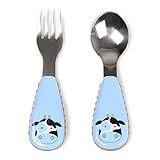Skip Hop Baby Zoo Little Kid and Toddler Fork and Spoon Utensil Set Multi Cheddar Cow [並行輸入品]