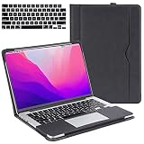 TYTX MacBook Pro 14インチ レザーケース 2025 2024 2023 2022 2021年リリース M5 A3434 M4 A3112 A3185 A3401 M3 A2918 A2992 M2 A2779 M2に対応 1 A24 42、保護フォリオブックカバー、ブラック。