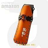 《 新世代挟持式 ノミケース 【つまみネジ調整機能付】 》 がっちり 安全 ノミ差し 一寸 ４分 Premium 栃木レザー厚革 オレンジ黒【挟持(きょうじ) ベルト付】　GAN-OB_010