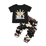 Mimoonkaka 子供服 幼児 赤ちゃん 手紙 Tシャツ トップス+カモフラージュのショート パンツ 衣装セット 超可愛い　おしゃれ 涼しい 夏 秋　男の子　かっこいい　ボーイズ