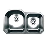 Whitehaus WHNDBU3220-BSS Noah's Collection 31 7/8-Inch Double Bowl Undermount Sink, Brushed Stainles