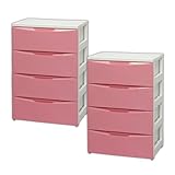 ワイドチェスト（4段） COD-554 2個セット アイリスオーヤマ ホワイト/ピンク